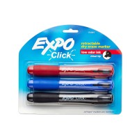 EXPO - Click Dry-Erase Markers, Chisel Tip, Assorted, Pack Of 3