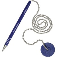 Nadex Ball and Chain Security Pen Set - 1 Pen, 1 Adhesive Mount, 5 Refills (Blue) 