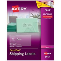 Avery - Easy Peel Laser Mailing Labels, 2 x 4, Clear - 500/Box