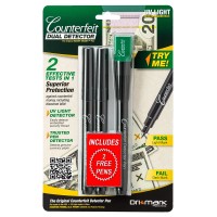 Dri-Mark Dual-Test Counterfeit Detection Pen With UV LED Light, Black