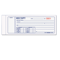 Receipt Book Three-Part Carbonless, 7 x 2.75, 1/Page, 50 Forms