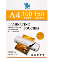 H&S A4 laminating pouches 100 pieces 150 micron - 2 x 75 micron - Glossy laminating pouch - Waterproof up to 150 micrometer 75 per side - Suitable for all common laminating machines