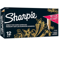 Sharpie Metallic Permanent Markers, Fine Point, Gold, 12 Count