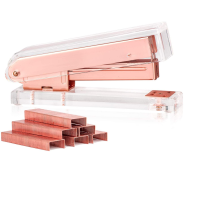 SIRMEDAL Elegant Ultra Clear Acrylic Rose Gold Desktop Stapler with 1000 Staples for Office Accessories - Rose Gold