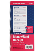 Adams Money and Rent Receipt Book, 2-Part Carbonless, 5-1/4" x 11", Spiral Bound, 200 Sets per Book, 4 Receipts per Page (SC1152)