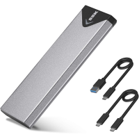 SSK Aluminum M.2 NVME SATA SSD Enclosure Adapter - USB 3.2 Gen 2 (10 Gbps) to NVME PCI-E SATA M-Key (B+M)