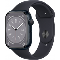 Apple Watch Series 8 GPS 45mm Midnight Aluminum Case with Midnight Sport Band - S/M - Midnight