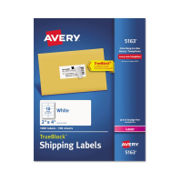 Avery 5163 White Shipping Labels, 2in x 4in, 1000 Labels (AVE5163)