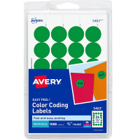 AVERY Print/Write Self-Adhesive Removable Labels, 0.75 Inch Diameter, Green, 1008 per Pack (05463)