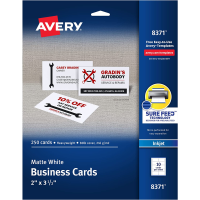 Avery Printable Business Cards, Inkjet Printers, 250 Cards, 2 x 3.5 (8371)