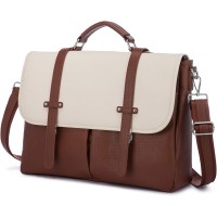 LOVEVOOK Laptop Backpack 15.6 Inch Shoulder Tote Bag - Brown & Cream