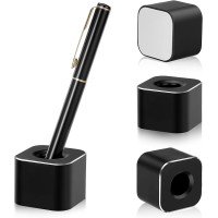 Two Pieces Metal Pen/Pencil Stand - Aluminum Base Desk Organizer (Black)