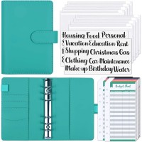 SKYDUE Budget Binder with Cash Envelopes & Expense Budget Sheets - Turquoise 