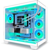 Kediers ATX Full View Tempered Glass Mid Tower Computer Case - C690 - 6 Pre-Installed 6 PMW ARGB Fans - White 
