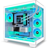 Kediers ATX Full View Tempered Glass Mid Tower Computer Case - C690 - 6 Pre-Installed 6 PMW ARGB Fans - White 