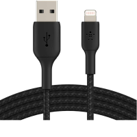 Belkin CAA002bt1MBK iPhone Charging Cable (Braided Lightning Cable Tested to Withstand 1000+ Bends) Lightning to USB Cable (3ft/1m, Black)