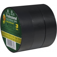 Duck® Pro Electrical Tape, 3/4" x 50 ft, 1" Core, Black, 3/Pack