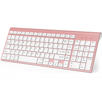 Bluetooth Keyboard, Pink Wireless Keyboard with Number Pad, J JOYACCESS Dual Mode Slim Keyboard Connects Up to 3 Devices for iMac/Mac,MacBook, iPad,Laptop,Android,Windows