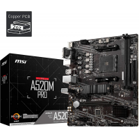 MSI A520M PRO Gaming Motherboard (AMD AM4, DDR4, PCIe 4.0, SATA 6Gb/s, Dual M.2, USB 3.2 Gen 1, HDMI/DP, Micro-ATX)