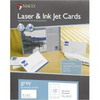 MACO Laser/Ink Jet Grey Business Cards, 2" x 3-1/2", 10 per sheet, 250 per Box (ML-8552)