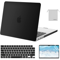 MOSISO Compatible with MacBook Pro 14 inch Case 2021 2022 Release A2442 M1 Pro/Max with Liquid Retina XDR Display Touch ID, Plastic Hard Shell&Keyboard Skin&Screen Protector&Storage Bag, Black
