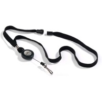 Durable Textile Lanyard With Reel Black 1x