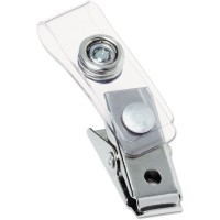 Badge Clips with Plastic Straps 0.5" x 1.5", Clear/Silver 1x