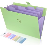 SKYDUE Letter & A4 Expanding File Folder Pockets Accordion Document Organizer -  Green