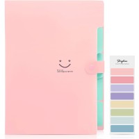 SKYDUE Letter & A4 Expanding File Folder Pockets Accordion Document Organizer - Pink