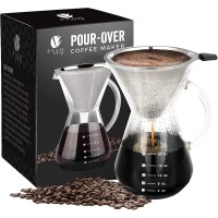 Bean Envy Pour Over Coffee Maker - Stainless Steel Paperless Filter/Dripper (5 Cup)