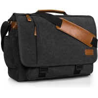 Estarer 15.6" Canvas Messenger Bag - Shoulder Satchel - Dark Grey 