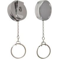 Heavy Duty Metal Retractable Badge Holder Reel - Keychain with Clip