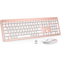 iClever GK08 Rechargeable Wireless Ergonomic Keyboard & Mouse Combo - Rose Gold