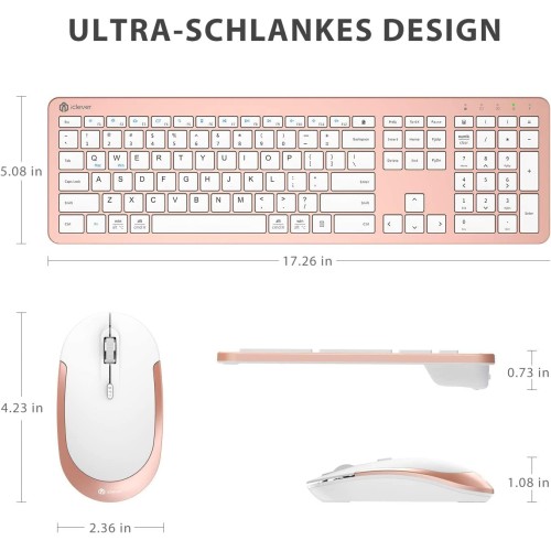 iClever GK08 Rechargeable Wireless Ergonomic Keyboard & Mouse Combo ...