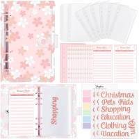 SKYDUE Budget Binder With Cash Envelopes & Expense Budget Sheets - Floral Pink