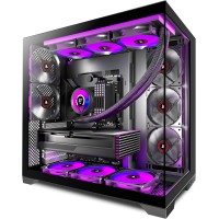 Kediers H4 ATX Mid Tower Gaming Computer Case Tempered Glass - 5 Pre Installed Fans - Black