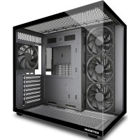 MUSETEX Y6 ATX Mid Tower PC Case with Pre-Installed 4 Non-LED Fans - 270° Full View Tempered Glass - Black