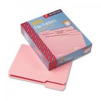 Colored File Folders 1/3-Cut Tabs, Letter Size, Pink, 100/Box
