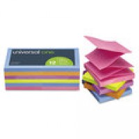UNIVERSAL NOTE 3X3 FANFOLD 12PK ASSORTED