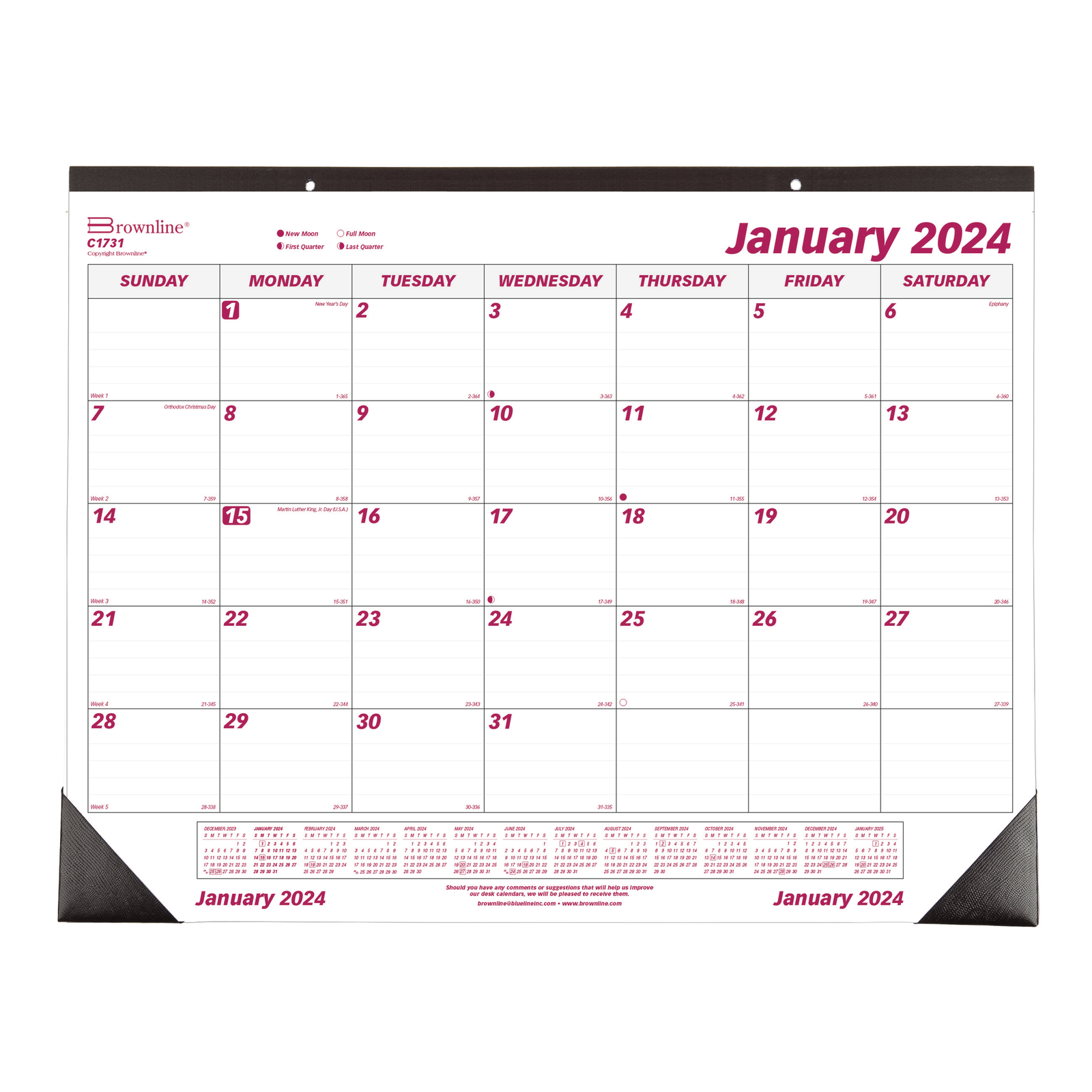 Brownline 2024 Monthly Desk Pad Calendar 22" x 17" (Jan-Dec) 