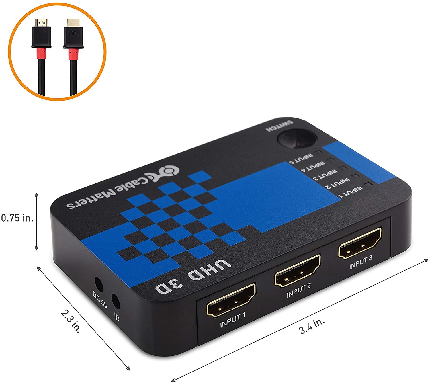 Cable Matters 5-Port HDMI Switch with 4K Resolution Support