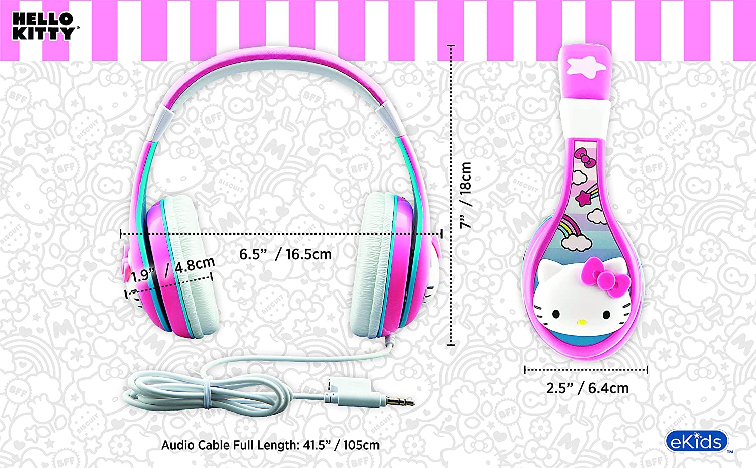 eKids Hello Kitty Youth Headphones On Ear with Kitty Ears Volume