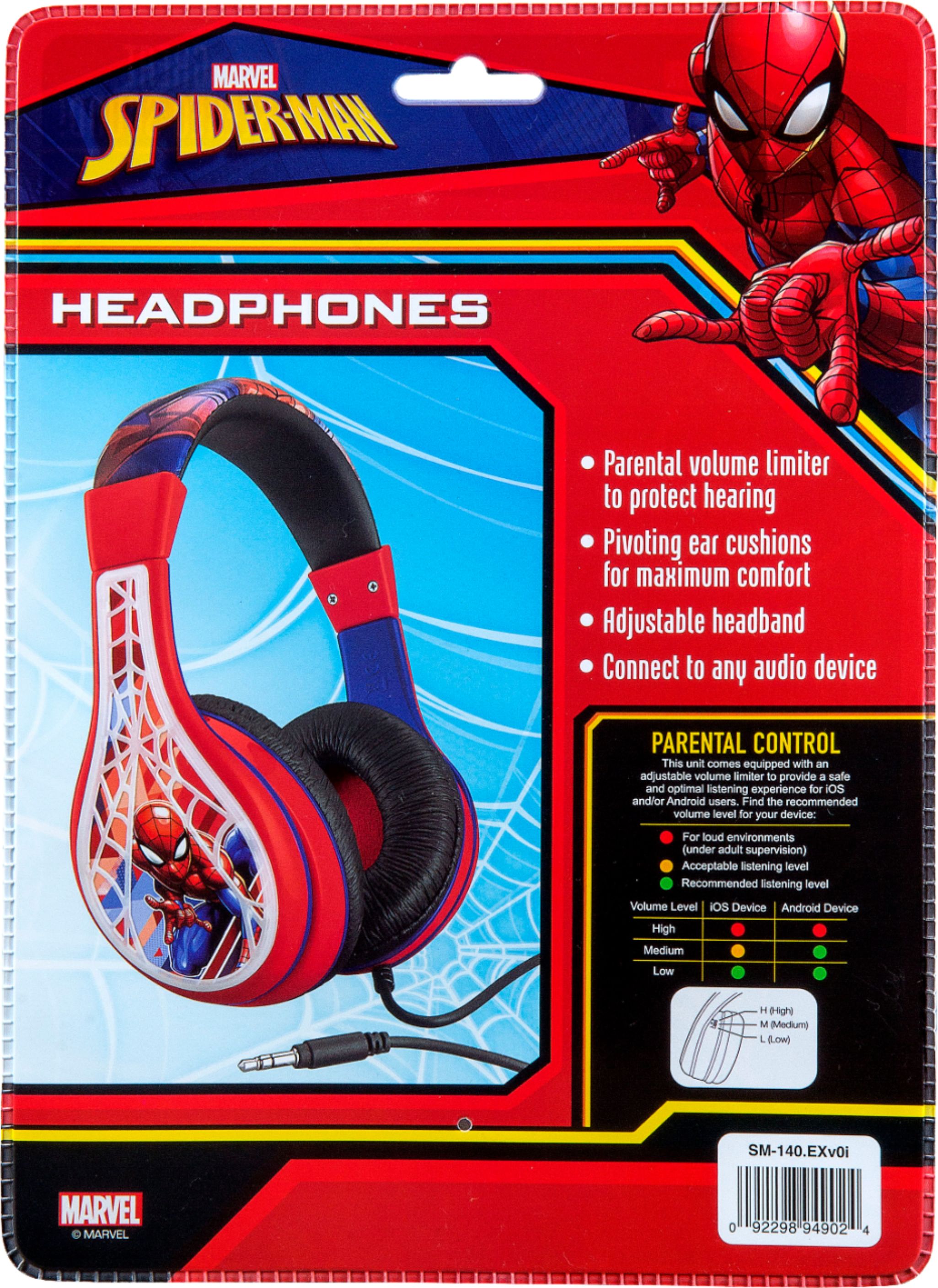 eKids MARVEL SpiderMan Wired OvertheEar Headphones Red/Blue/Black