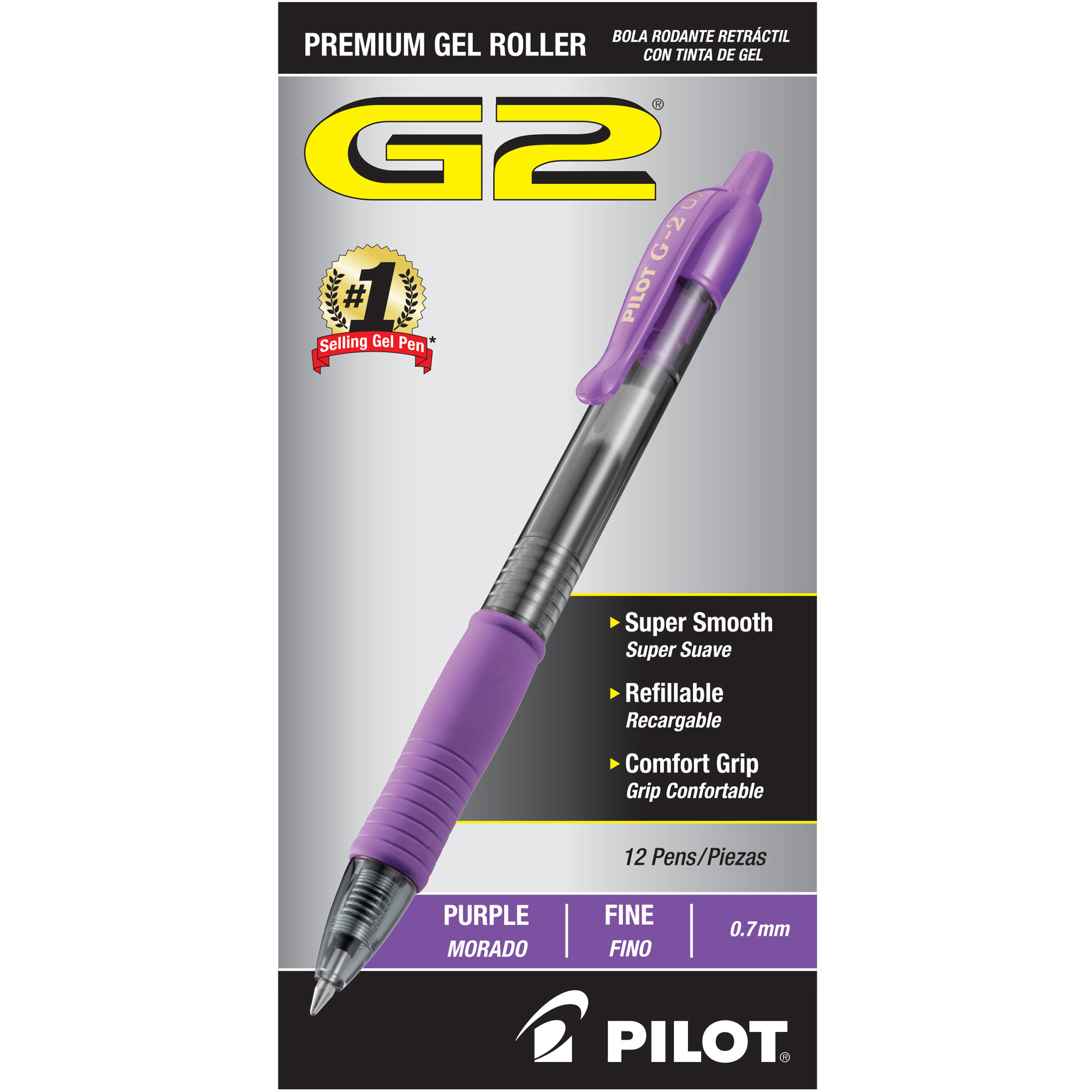 Pilot G2 Retractable Gel Pens, Extra Fine Point, Black Ink, Dozen (31002)