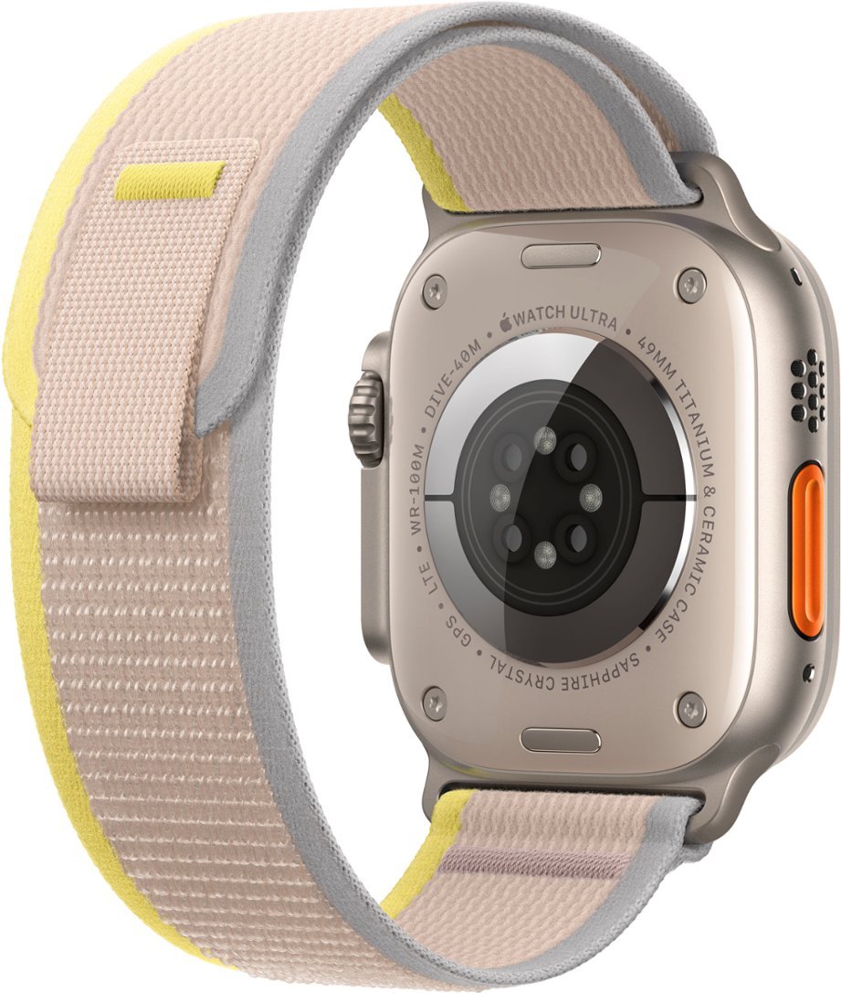 Apple Watch Ultra 49mm Titanium Case with Yellow/Beige Trail Loop - S/M - Titanium (GPS + Cellular) 