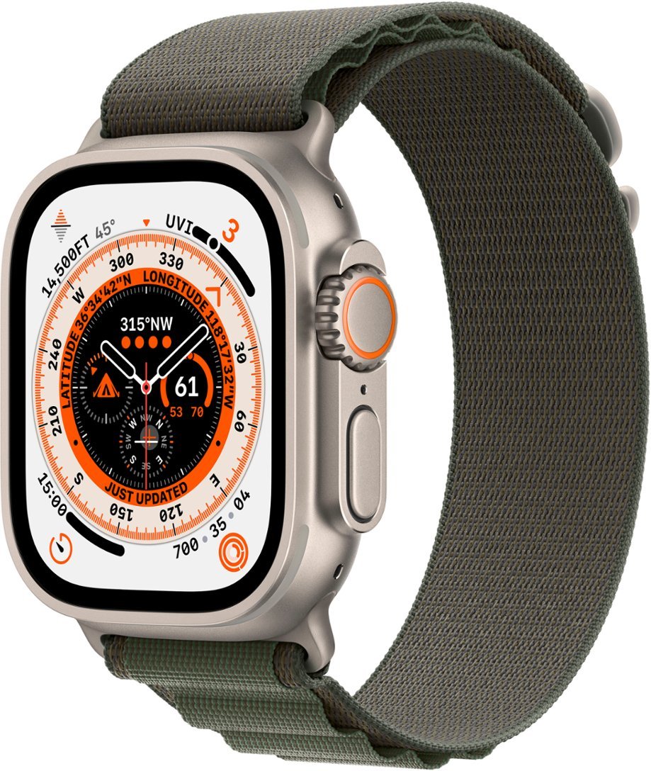 Apple Watch Ultra 49mm Titanium Case With Green Alpine Loop - Medium (GPS + Cellular)