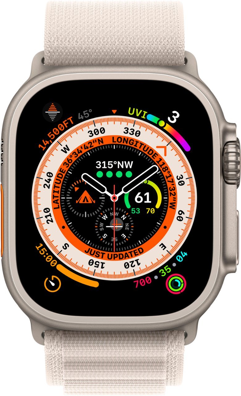 Apple Watch Ultra 49mm Titanium Case with Starlight Alpine Loop - Medium (GPS + Cellular) 
