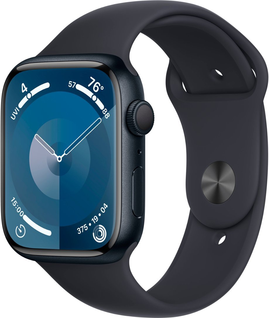 Apple Watch Series 9 (GPS) Midnight Aluminum Case with Midnight Sport Band - 45mm S/M
