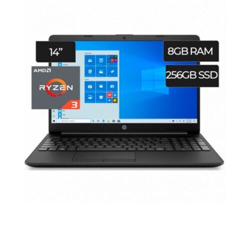 HP 14z-FQ1000 14" HD Ryzen 3, 8GB, 256GB SSD - Black