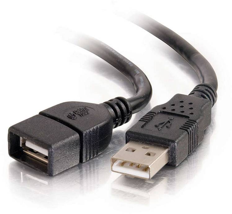 C2G 2M (6.5') USB 2.0 A Male to A Female Extension Cable, Black